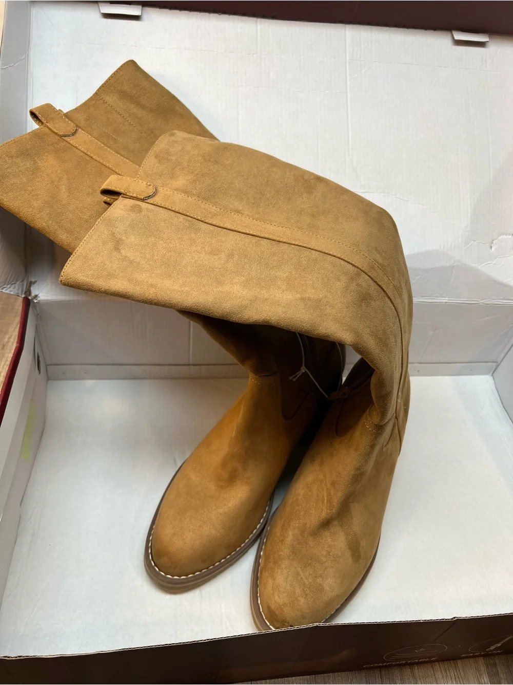 Kensie Tan Suede Over-The-Knee Block Heel Boots Size 9
